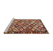 Serging Thickness of Machine Washable Contemporary Saffron Red Rug, wshcon2686