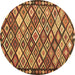 Round Machine Washable Oriental Brown Traditional Rug, wshcon2686brn