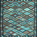 Square Machine Washable Oriental Light Blue Traditional Rug, wshcon2686lblu