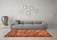 Machine Washable Oriental Orange Traditional Rug, wshcon2686org