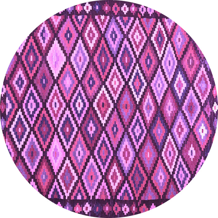 Round Machine Washable Oriental Purple Traditional Area Rugs, wshcon2686pur