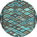Round Oriental Light Blue Traditional Rug, con2686lblu