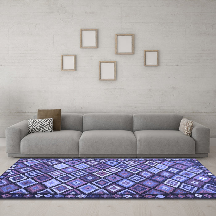 Machine Washable Oriental Blue Traditional Rug in a Living Room, wshcon2686blu