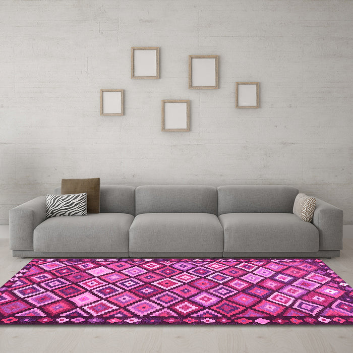 Machine Washable Oriental Pink Traditional Rug in a Living Room, wshcon2686pnk