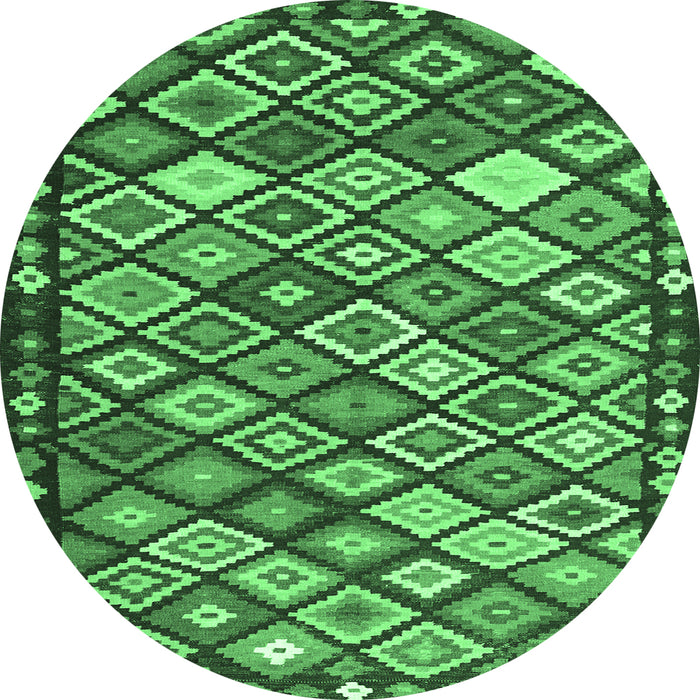 Round Oriental Emerald Green Traditional Rug, con2686emgrn