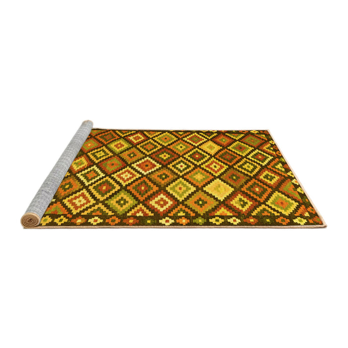 Sideview of Machine Washable Oriental Yellow Traditional Rug, wshcon2686yw