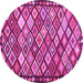 Round Machine Washable Oriental Pink Traditional Rug, wshcon2686pnk