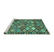 Sideview of Machine Washable Oriental Turquoise Traditional Area Rugs, wshcon2686turq