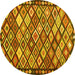 Round Machine Washable Oriental Yellow Traditional Rug, wshcon2686yw