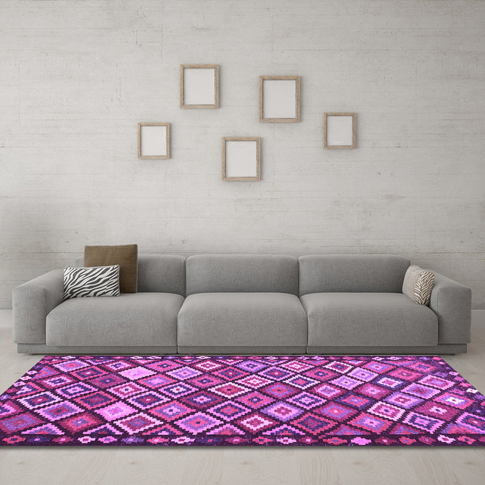 Machine Washable Oriental Purple Traditional Area Rugs in a Living Room, wshcon2686pur