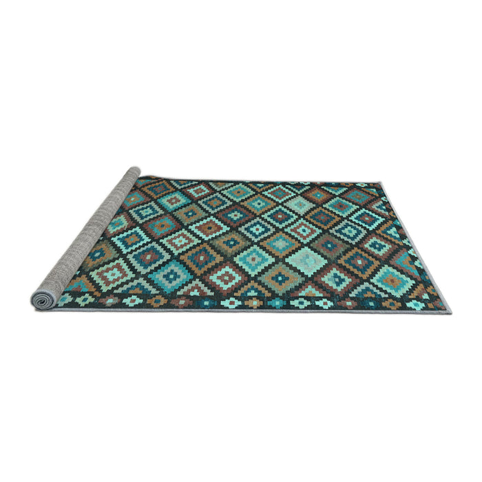 Sideview of Machine Washable Oriental Light Blue Traditional Rug, wshcon2686lblu