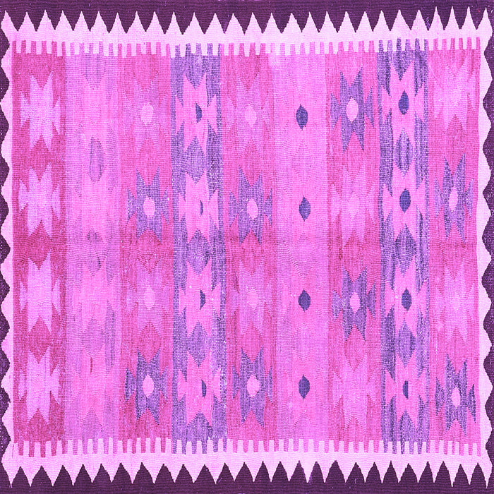 Square Machine Washable Southwestern Purple Country Area Rugs, wshcon2687pur