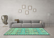 Machine Washable Southwestern Turquoise Country Area Rugs in a Living Room,, wshcon2687turq
