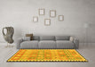 Machine Washable Southwestern Yellow Country Rug in a Living Room, wshcon2687yw