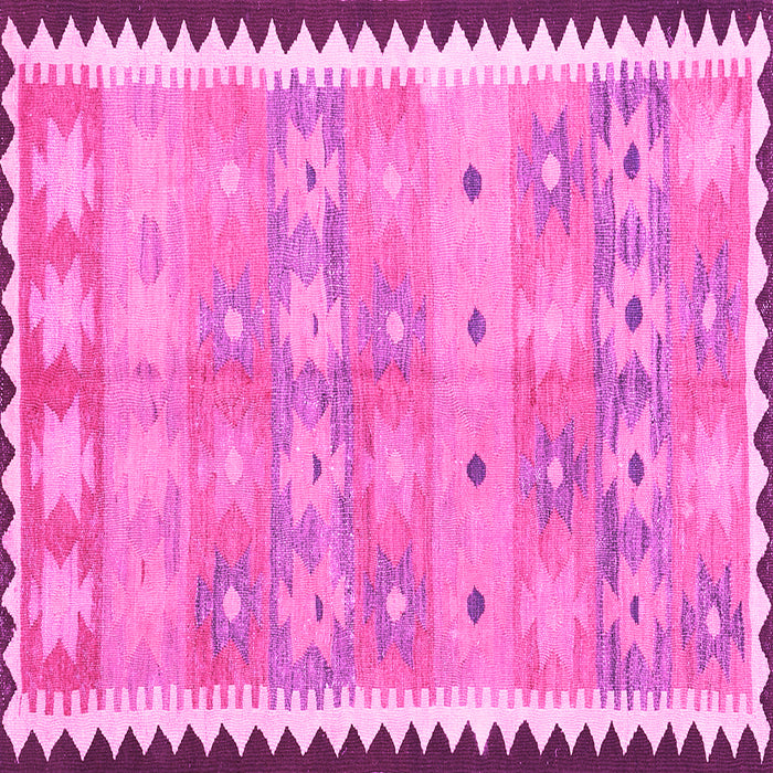 Square Machine Washable Southwestern Pink Country Rug, wshcon2687pnk
