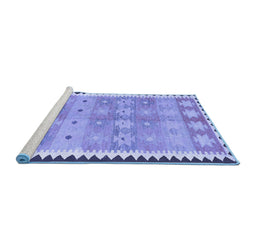 Sideview of Machine Washable Southwestern Blue Country Rug, wshcon2687blu