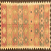 Square Machine Washable Southwestern Brown Country Rug, wshcon2687brn