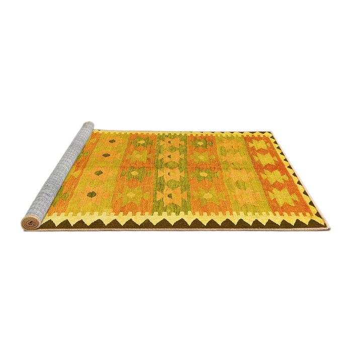 Sideview of Machine Washable Southwestern Yellow Country Rug, wshcon2687yw