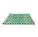 Sideview of Machine Washable Southwestern Turquoise Country Area Rugs, wshcon2687turq