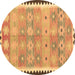 Round Southwestern Brown Country Rug, con2687brn