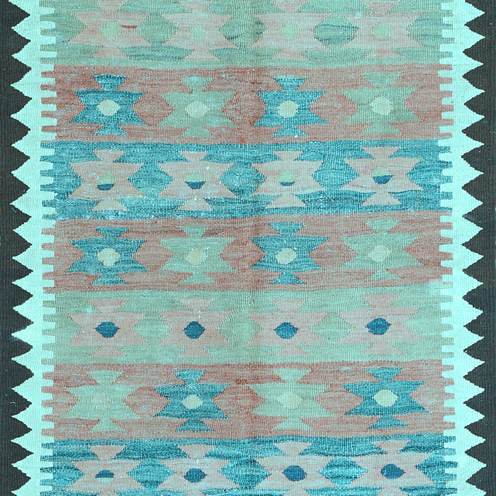Machine Washable Southwestern Light Blue Country Rug, wshcon2687lblu