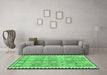 Machine Washable Southwestern Emerald Green Country Area Rugs in a Living Room,, wshcon2687emgrn