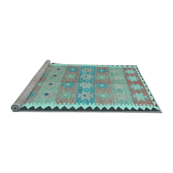 Sideview of Machine Washable Southwestern Light Blue Country Rug, wshcon2687lblu