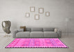 Machine Washable Southwestern Pink Country Rug in a Living Room, wshcon2687pnk