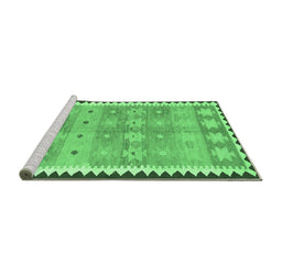 Sideview of Machine Washable Southwestern Emerald Green Country Area Rugs, wshcon2687emgrn