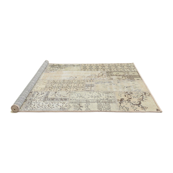 Serging Thickness of Machine Washable Contemporary Light French Beige Brown Rug, wshcon2688