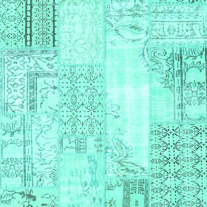 Machine Washable Patchwork Turquoise Transitional Area Rugs, wshcon2688turq