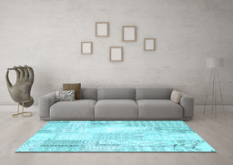 Machine Washable Patchwork Light Blue Transitional Rug in a Living Room, wshcon2688lblu