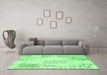 Machine Washable Patchwork Emerald Green Transitional Area Rugs in a Living Room,, wshcon2688emgrn