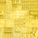 Square Machine Washable Patchwork Yellow Transitional Rug, wshcon2688yw