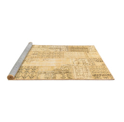 Sideview of Machine Washable Patchwork Brown Transitional Rug, wshcon2688brn