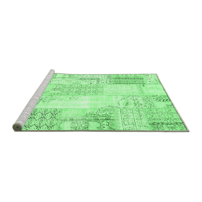 Sideview of Machine Washable Patchwork Emerald Green Transitional Area Rugs, wshcon2688emgrn