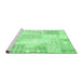 Sideview of Machine Washable Patchwork Emerald Green Transitional Area Rugs, wshcon2688emgrn