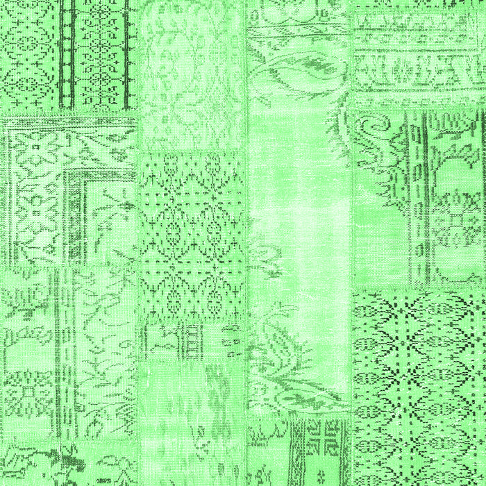 Machine Washable Patchwork Emerald Green Transitional Area Rugs, wshcon2688emgrn