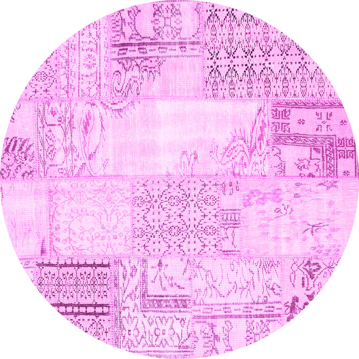 Round Patchwork Pink Transitional Rug, con2688pnk