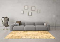 Machine Washable Patchwork Brown Transitional Rug in a Living Room,, wshcon2688brn