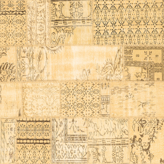 Square Machine Washable Patchwork Brown Transitional Rug, wshcon2688brn