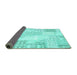 Sideview of Patchwork Turquoise Transitional Rug, con2688turq