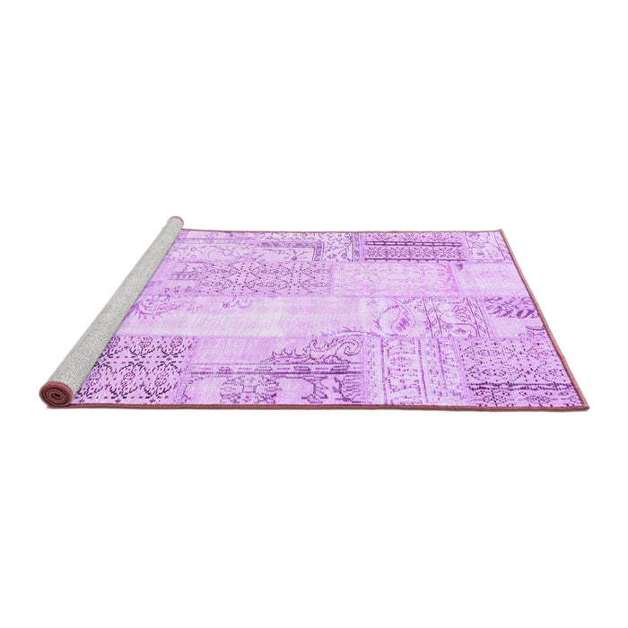 Sideview of Machine Washable Patchwork Purple Transitional Area Rugs, wshcon2688pur