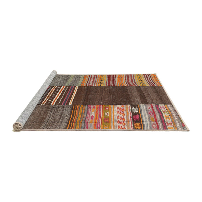 Serging Thickness of Machine Washable Contemporary Orange Salmon Pink Rug, wshcon2689