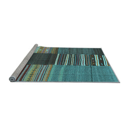 Sideview of Machine Washable Southwestern Light Blue Country Rug, wshcon2689lblu