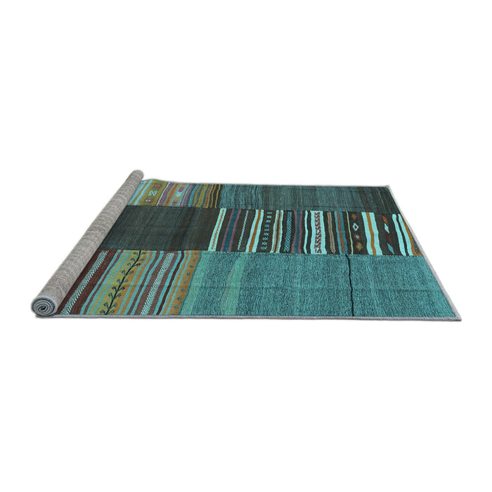 Sideview of Machine Washable Southwestern Light Blue Country Rug, wshcon2689lblu