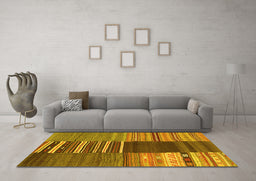 Machine Washable Southwestern Yellow Country Rug in a Living Room, wshcon2689yw