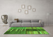 Machine Washable Southwestern Green Country Area Rugs in a Living Room,, wshcon2689grn