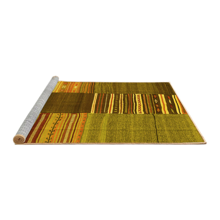Sideview of Machine Washable Southwestern Yellow Country Rug, wshcon2689yw