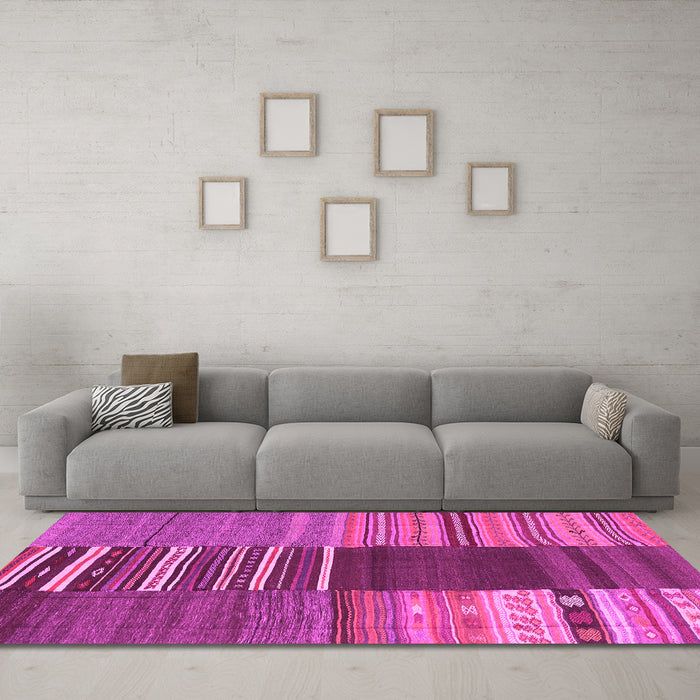 Machine Washable Southwestern Pink Country Rug in a Living Room, wshcon2689pnk